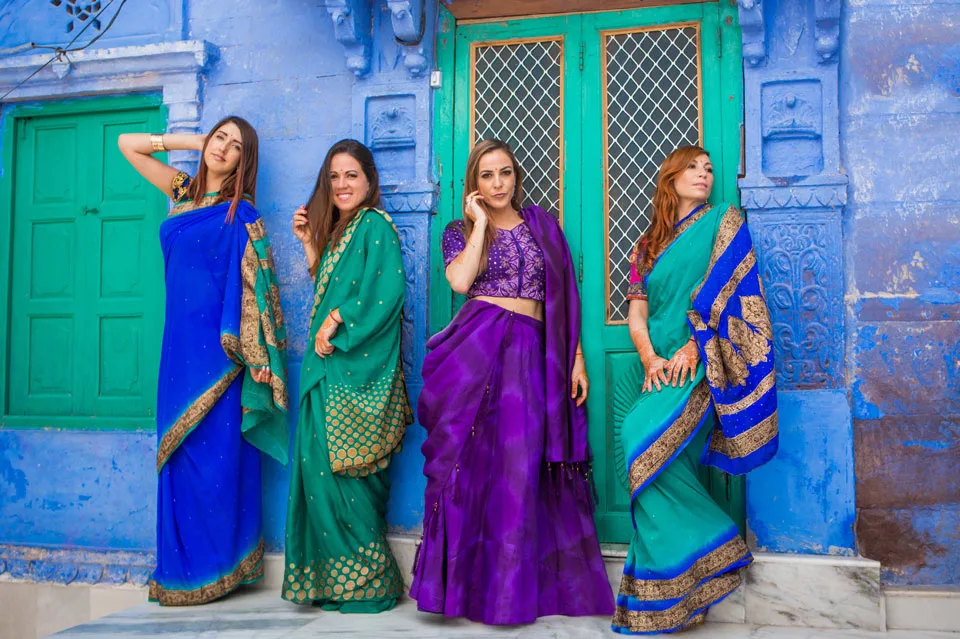 Aerial view of Jodhpur Blue City with Mehrangarh Fort and blue-painted houses in Rajasthan, India