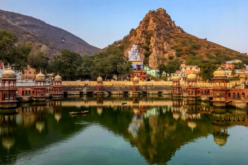 Devotees visiting famous temples in Alwar, Rajasthan, known for their ancient architecture and divine heritage.