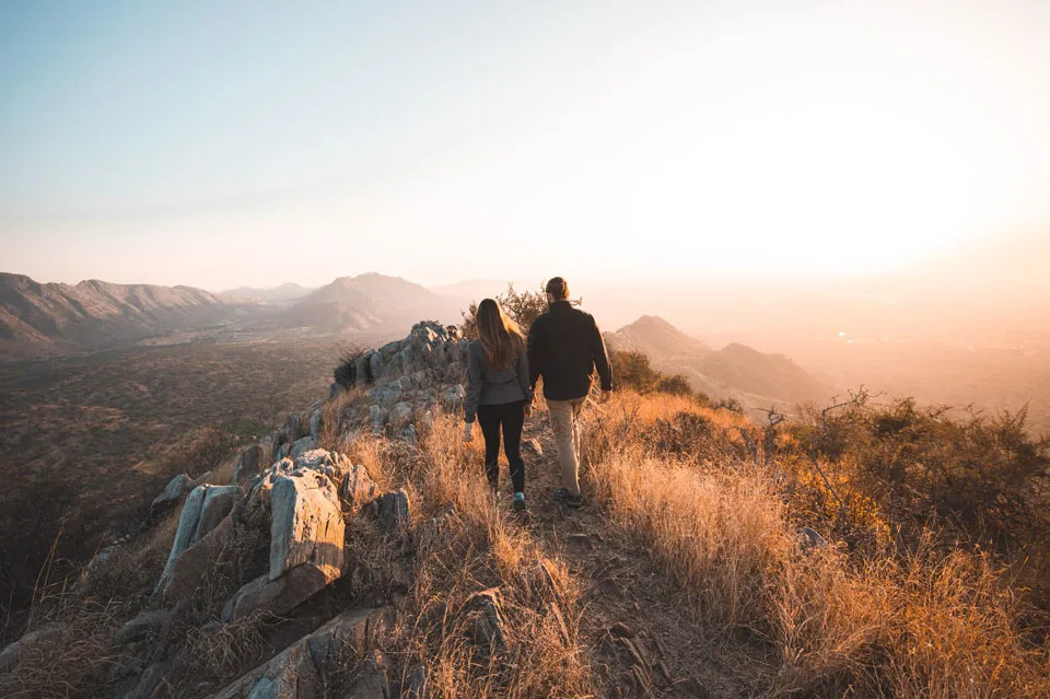 Scenic view of Savitri Temple atop a hill in Pushkar, Rajasthan