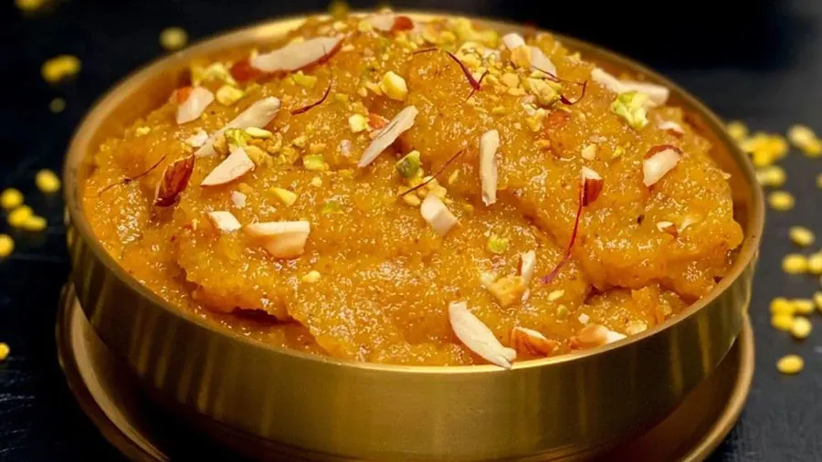 Delicious Moong Ki Daal Ka Halwa, a traditional Rajasthani sweet dessert served in a bowl