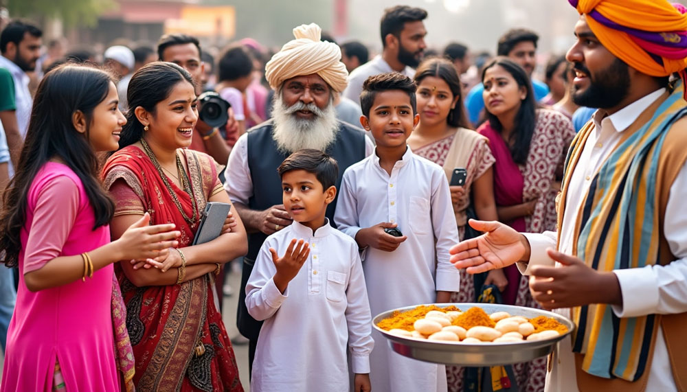 Colorful language diversity in Jaipur streets and markets